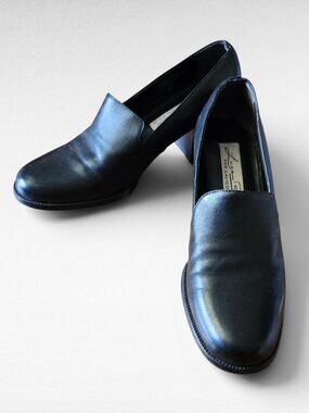 Black Leather Luca B for Calico Brazilian Chunky Heel Shoes Size 8